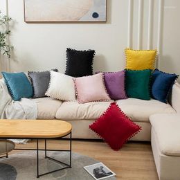 Pillow Solid Colour Velvet Throw Case Tassel Hairball Cover Luxury Home Decor Pillowcase For Living Room Sofa Decoration