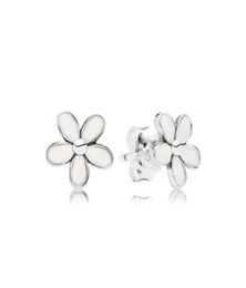 White Enamel Daisy Small flower Earrings for 925 Sterling Silver Cute Women Girls Stud Earring Gift box Set Fashion Accessories9928632