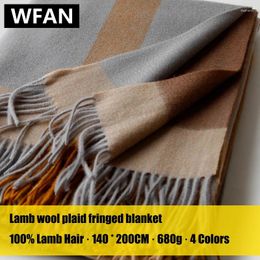 Blankets Lamb Wool Plaid Fringed Blanket Nap Sofa Cover Air Conditioning Shawl Light Luxury Home Travel Plane