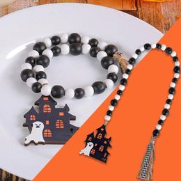 Decorative Figurines Halloween Wooden Beads Pendant 2024 Creative Witch Hanging Decoration Festival Party Christmas Tree L5