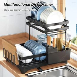 Kitchen Storage 2 Tier Dish Drainer With Drainboard Metal Drain Rack Large Capacity Multifunctional Home Organiser Accesso Ries