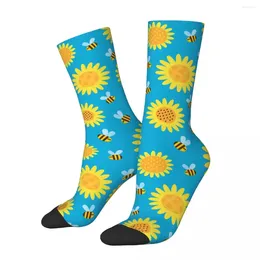 Men's Socks Autumn Winter Harajuku Women's Bee Insect Sunflower Sweat Absorbing Skateboard