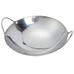 Pans Stainless Steel Griddle Cooking Pot Metal Pan Kitchen Camping Cookware Work On Tool Household With Handle