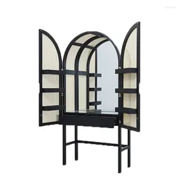 Decorative Plates Dining Cabinet Nordic Solid Wood Rattan Door Dressing Table Minimalist Chinese Style Modern Multi-Functional Makeup