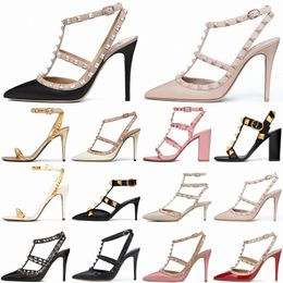 Sandalen High Heels Kleider Designer Schuhe Party Fashion Nieten Mädchen sexy spitze Zehenschuhschnalle Plattform Pumps Weddingrrzf#