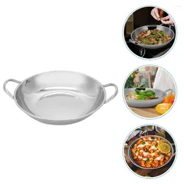 Pans Griddle Stainless Steel Pot Double Handle Food Wok Vegetable For Kitchen Reusable Cooking Home