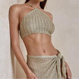 Beach One Piece Dress Korean Style Bikini For Women 2024 Cover Up Sexy Two Swimsuit Solid Polyester Exit Bathing Suit Swimwear