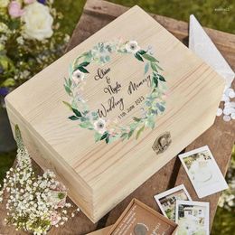 Gift Wrap Wooden Personalised Floral Wedding Memory Box Keepsake Boxes For Bride And Groom Custom Name Unique Idea