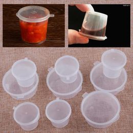 Storage Bottles 100pcs Disposable Plastic Takeaway Sauce Cup Containers Food Box With Hinged Lids Pigment Paint Palette Reusable