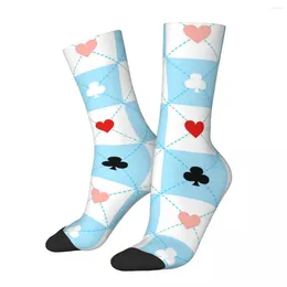 Women Socks Poker Blue And White Plaid Vintage Stockings Spring Non-Slip Men Comfortable Graphic Climbing