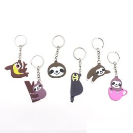 Party Favour Cartoon Sloth Keychain Cute Pvc Pendant Car Key Chain Accessories Student Gift Keyring Drop Delivery Home Garden Festive Dhwr2