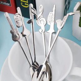 Spoons 1pc Stainless Steel Coffee Tea Spoon Music Symbol Long Handle Creative Drinking Tools Kitchen Gadget Flatware Tableware