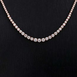 Shining Fine Custom Solid Jewellery VVS Diamond Tennis Chain Choker Real Gold Necklaces For Hip Hop Men
