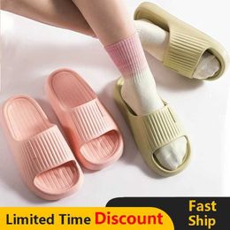 Slippers Home Sandals Men Women Summer Indoor Flat Shoes Family Couple Slides Bathroom Bathing Non Slip Eva Solid Color H240514