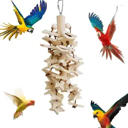 Other Bird Supplies Chew Toys Hangable Chewable Natural Wood Cockatiel Decorative Relaxing Cage Pendants With Metal Hook For