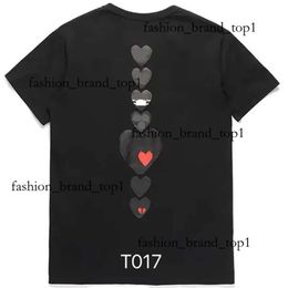 Play Male And Commes Des Garcon T Shirt Female Couple Long Sleeve T-Shirt Designer Embroidered Red Heart Love Black And White Commes Des Garcons Short Plus Size a70f