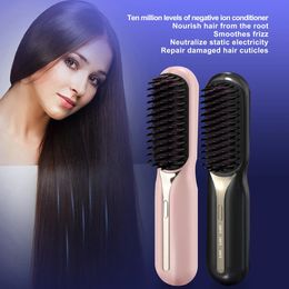 Electric Comb Straight Board Clip Negative Ion Hair Straightening Comb Curling Iron Dual-Use Internal Buckle Does Not Hurt 240515