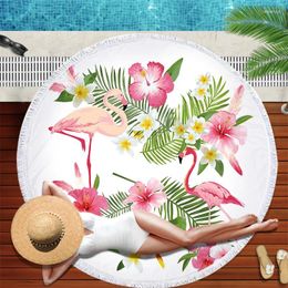 Towel Printed Tropical Leaves Flower Flamingo Round Beach Microfiber Towels Roundie For Adults Serviette De Plage