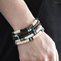 Strand 2024 Coconut Shell Natural Stone Beaded Bracelet For Men And Women Laminated Elastic Gift