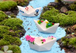 9pcs Paper boat miniature figurines terrarium bonsai resin craft fairy garden gnome Micro Landscape Cake decoracion jardin8703065