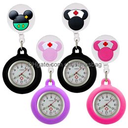Party Favor Nurse Doctor Cartoon Hospital Retractable Badge Reel Fob Clips Pocket Watches Medical Women Mens Medicine Clock Gifts Drop Othye