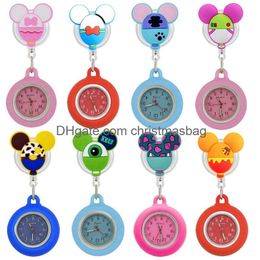 Pocket Watches Pretty Colorf Retractable Hospital Medical Medicine Nurse Doctor Cartoon Badge Reel Sile Hang Clips Clock Drop Delivery Ot5Wu