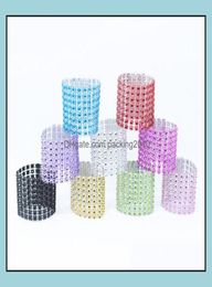 Plastic Napkin Rings El Wedding Chair Sash Diamond Mesh Wrap For Party Decoration GoldSier Table Accessories Kitchen4121798