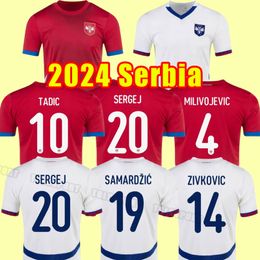 2024 Serbia National Team Mens Soccer Jerseys JOVIC KOLAROV VLAHOVIC SERGEJ MATIC LJAJIC Football Shirt Uniforms full set kids 2025