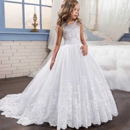 Girl's Dresses Tailing Girls Christmas Dress Costume White Bridesmaid Kids Clothes Children Long Princess Party Wedding Vesidos 14 10 12 Years d240515