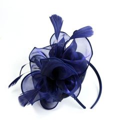 Women Hair Clip Feather Fashion Wedding Women Fascinator Penny Ribbons And Feathers Party Mesh Hat Floral Headwear New4916780