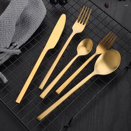 Dinnerware Sets 30pcs Matte Gold Cutlery Tableware Set Top Quality Stainless Steel Steak Kinfe Forks Spoons Golden