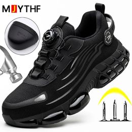 Rotating Button Safety Shoes Men Puncture-Proof Work Sneakers Protective Shoes Brand Indestructible Steel Toe Shoes Work Boots 240504
