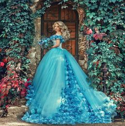 2019 off hsoulder masquerade sweet 16 Ball Gown Quinceanera Dresses with Handmade Flowers Court Train Tulle Prom Dress5333649