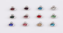 65mm Stainless Steel 12 Colour Birthstone 120pclot top quality stones gold and rosegold base DIY Charms 9758393