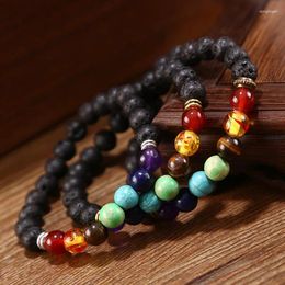 Strand 8mm Colour Energy Volcanic Stone Beads Bracelet Red Agate Amethyst Handmade Jewellery Gift