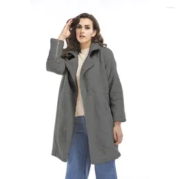 Women's Jackets VOLALO Trending Women Woolen Cashmere Coat Long Jacket Outerwear For Lady Female Autumn Winter Clothin 2024