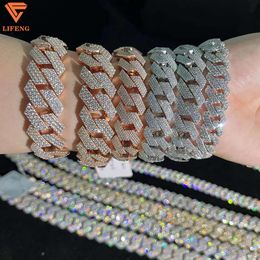 New Men's Hip Hop Jewellery Gift 18Mm 15Mm 12Mm Diamond Moissanite Cuban Link Bracelet