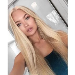 Wigs Brazilian Honey Blonde Full Lace Human Hair Wigs Brazilian 613# Straight Human Blonde Hair Lace Front Wigs With Baby Hair