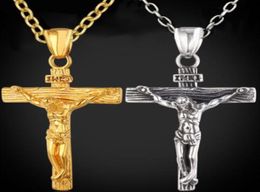 Jewellery Wholecrucifix Solid Necklace Men039s 18 Christian Cross Factory Gift Gold God Women Gf Charms Lines Pendant K Fashi1073947