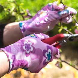 Disposable Gloves 1Pair Colored Print Protective Thin Nylon Anti-Slip Wear-Resistant Planting Garden Labor Protection Cleaning Tool