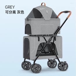 Dog Carrier LD03F Lightweight Foldable Double Layer Pet Cart Paparazzi And Detachable Cat Cage