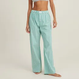 Women's Pants Combhasaki Y2K Streetwear Summer Baggy Long Button Elastic Low Waist Wide Leg Loose Lounge Plaid/Striped Trousers