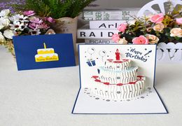 3D Pop UP Birthday Cake Greeting Cards Happy Birthday Gift Greeting Card Postcards with Envelope 3 Colors8075848