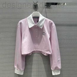 Women's T-Shirt designer Designer T-shirt Embroidered Polo Collar Cute Girls Pink Fashion Elegant Summer Womens Short Slim Long Sleeve Top Clothing WAQ5