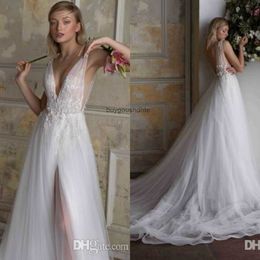 limor rosen lace wedding dresses israel sexy deep v neck backless a line bridal gowns appliqued split romantic custom wedding dress
