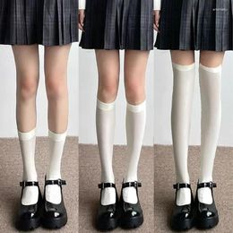 Women Socks Black White JK Lolita Long For Girls Solid Colour Knee High Cosplay Sexy Nylon Thigh Stockings Hosiery