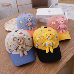 Caps Hats Cute Bear Doll Kids Baseball Cap Boys Girls Outdoor Sun Visors Funny Cartoon Children Peaked Caps Cotton Baby Duck Tongue Hat Y240514