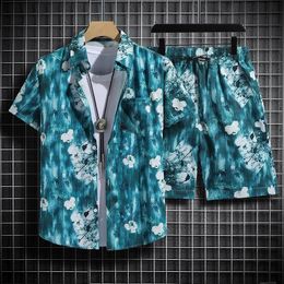 Short Sleeve Floral Shirt Beach Suit Mens Seaside Travel Clothes Hawei Style Thai Couple Casual Tops 240508