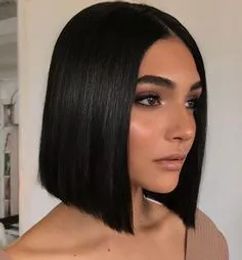 Wigs hot hairstyle ladies short cut bob straight wig African Ameri soft brazilian hair simulation human hair short bob style wig mid pa