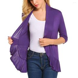 Women's Jackets Womens Solid Elegant Puff Sleeve Chiffon Blouse Cardigan Loose Cover Up Casual Long Tops Summer Large Size Thin